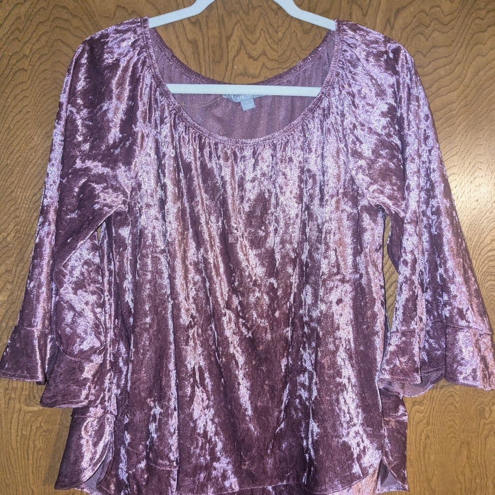 Valerie Stevens Velvet Blouse in Shimmering Mauve